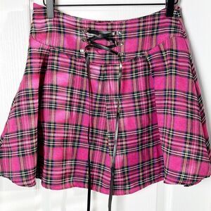 Shein Hot Pink‎ Corset Waist Tartan Plaid Skirt Size M (US 6)